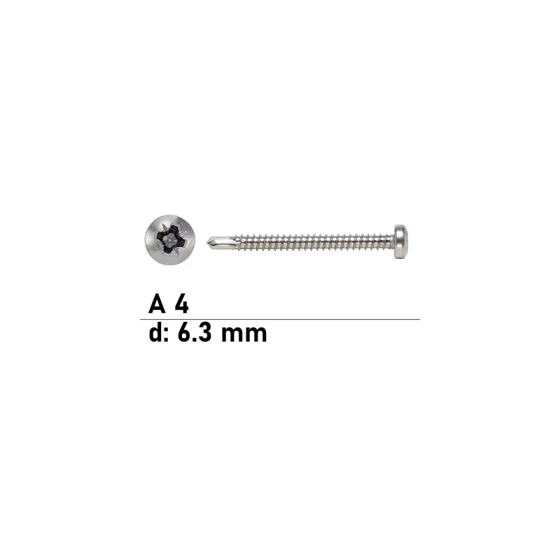 Abverkauf DIN 7504 Bohrschraube - Form M - Edelstahl A4 - PZ - 6,3x90 - 200 Stück