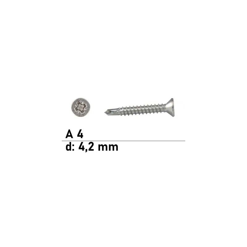 Abverkauf DIN 7504 Bohrschraube - A4 - Form O - PZ - 4,2x60 - 100 Stück