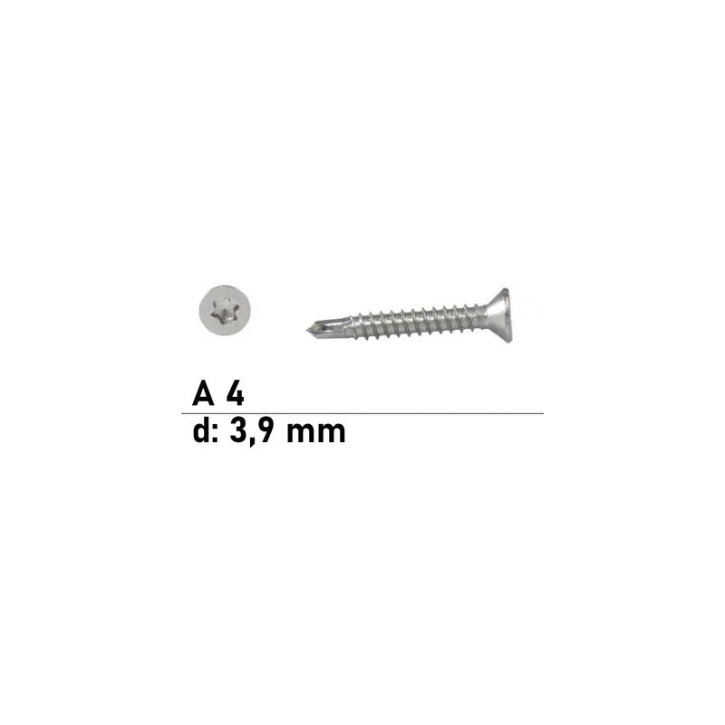 Markenprodukt DIN 7504 Bohrschraube - A4 - Form O - TX - 3,9X32 TX15 - 1000 Stück