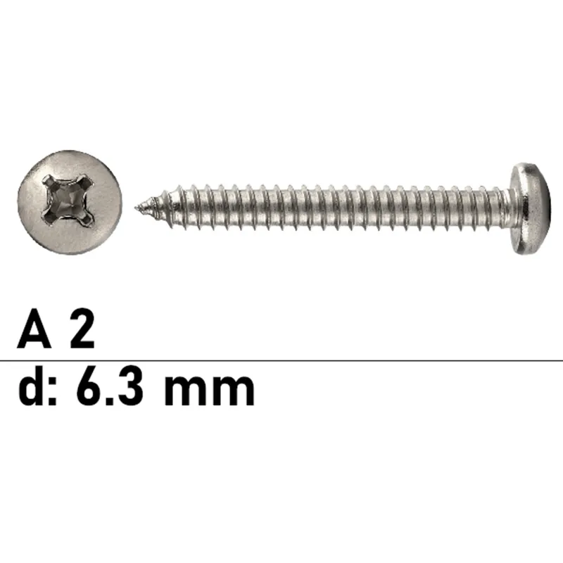 Sonderangebot Blechschraube DIN 7981 - ISO 7049 - 6,3x70 mm - Linsenkopf - PH - A2 - 200 Stück