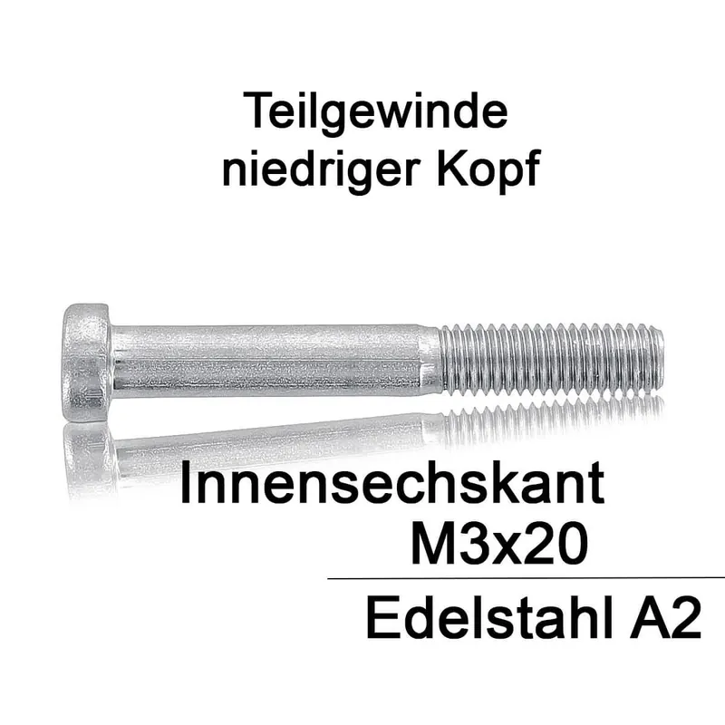 Zylinderschrauben DIN 7984 - M3x20 - niedriger Kopf - Innensechskant - A2 - 1000 Stück Aktuell