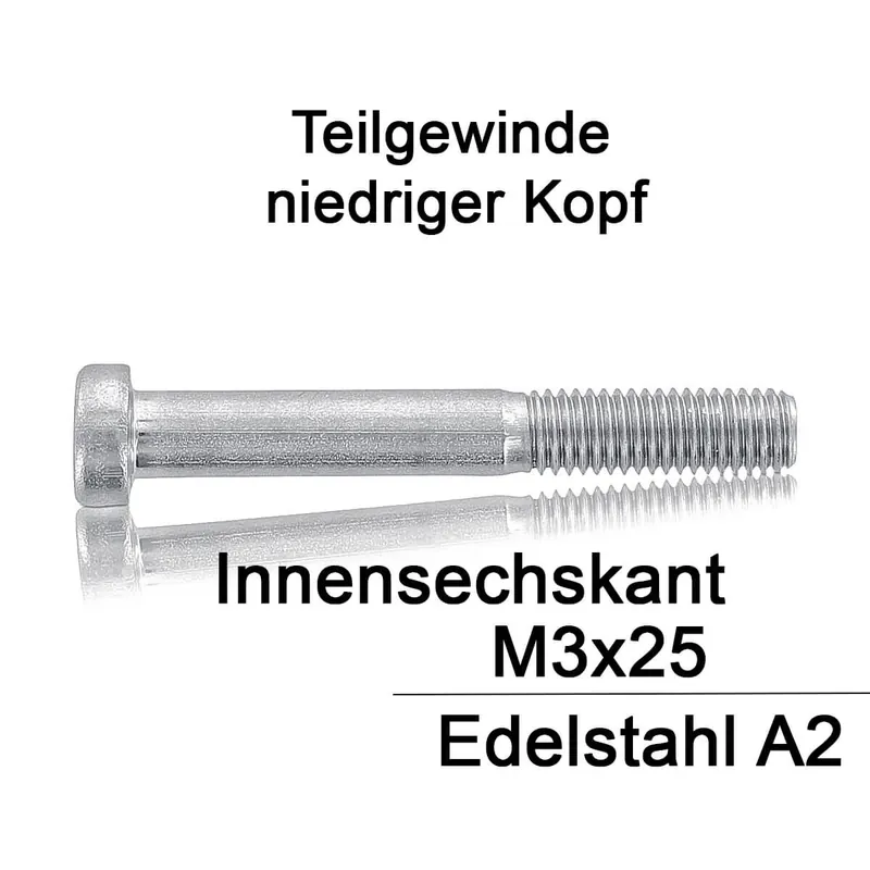 Zylinderschrauben DIN 7984 - M3x25 - niedriger Kopf - Innensechskant - A2 - 1000 Stück Wochenendangebot