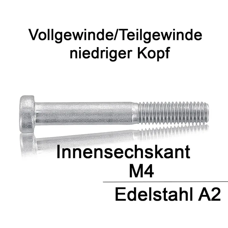 Zylinderschrauben DIN 7984 - M4x55 - niedriger Kopf - Innensechskant - A2 - 200 Stück Sonderaktion