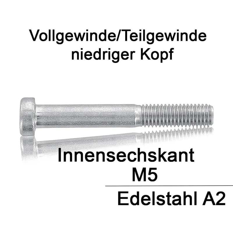 Zylinderschrauben DIN 7984 - M5x80 - niedriger Kopf - Innensechskant - A2 - 100 Stück Knallerangebot