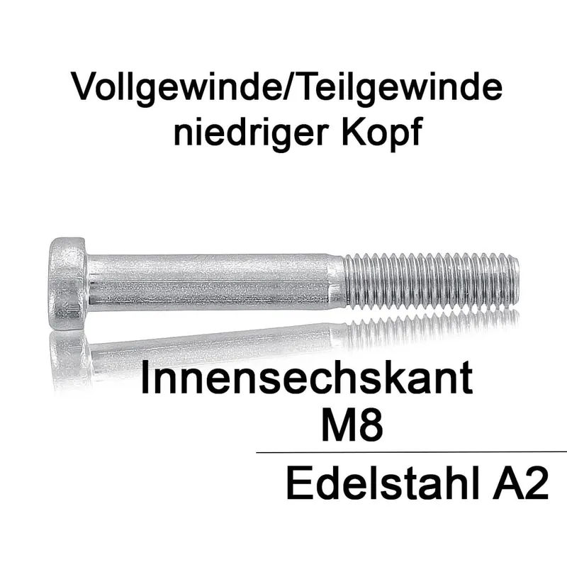 Zylinderschrauben DIN 7984 - M8x20 - niedriger Kopf - Innensechskant - A2 - 200 Stück Jetzt Bestellen