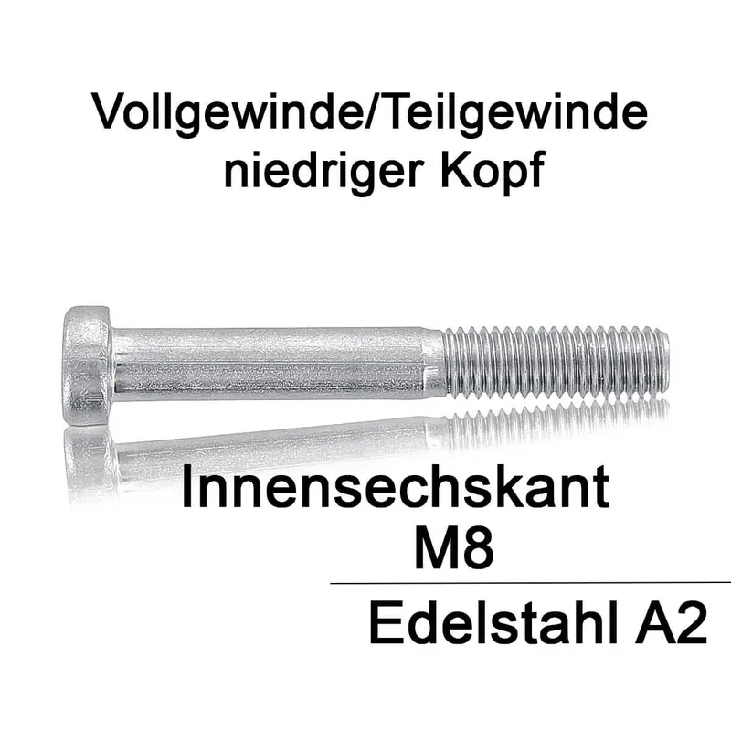 Zylinderschrauben DIN 7984 - M8x55 - niedriger Kopf - Innensechskant - A2 - 100 Stück Must-Have