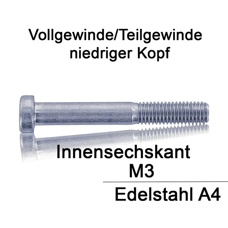Zylinderschrauben DIN 7984 - M3x10 - Innensechskant - niedriger Kopf - A4 - 1000 Stück Beliebt