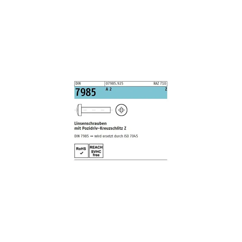 Nur Heute DIN 7985 Linsenkopfschraube A2 - PZ - M6x35 - 200Stück