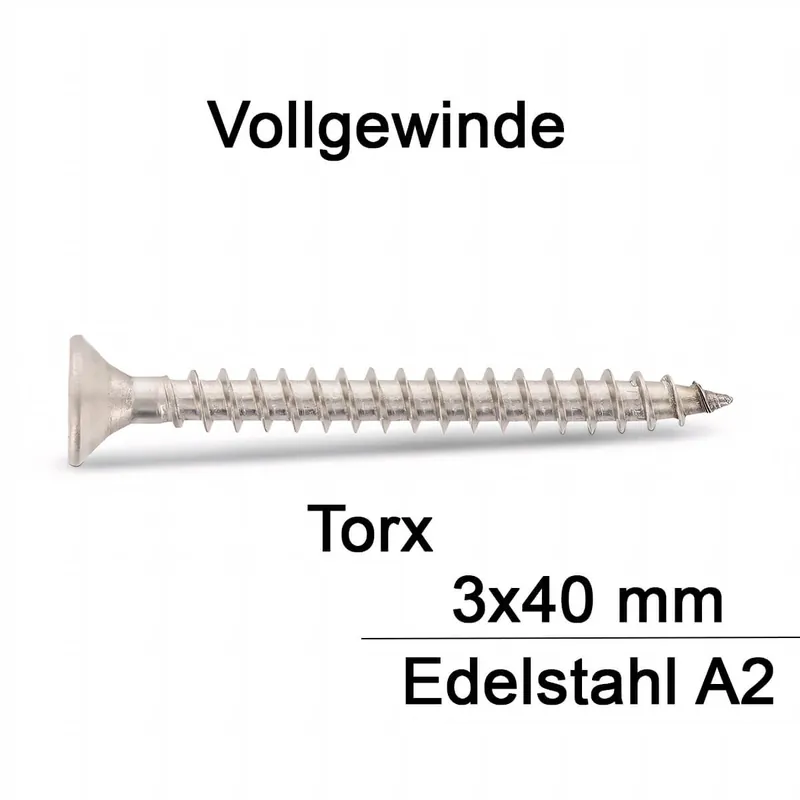 Spanplattenschrauben - 3x40 - Senkkopf - Torx - Vollgewinde - A2 - 200 Stück Expressversand