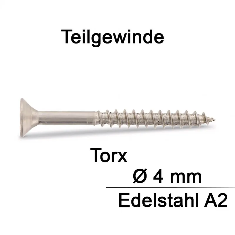 Spanplattenschrauben - 4x40 - Senkkopf - Torx - Teilgewinde - A2 - 200 Stück Top-Angebot
