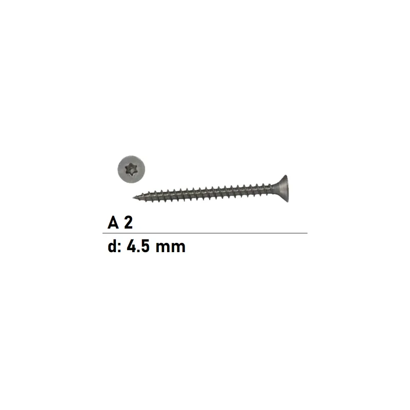 Spanplattenschrauben - 4,5x40 - Senkkopf - Torx - Vollgewinde - A2 - 200 Stück Neue Ware
