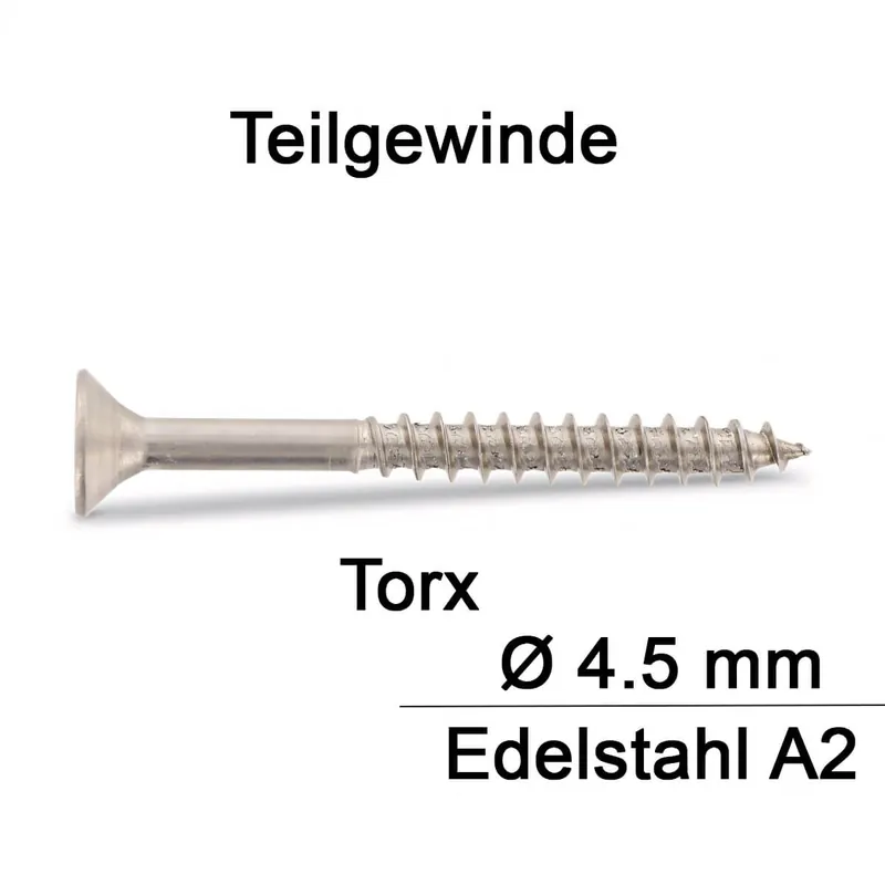 Direkt Vom Hersteller Spanplattenschrauben - 4,5x45 - Senkkopf - Torx - Teilgewinde - A2 - 200 Stück