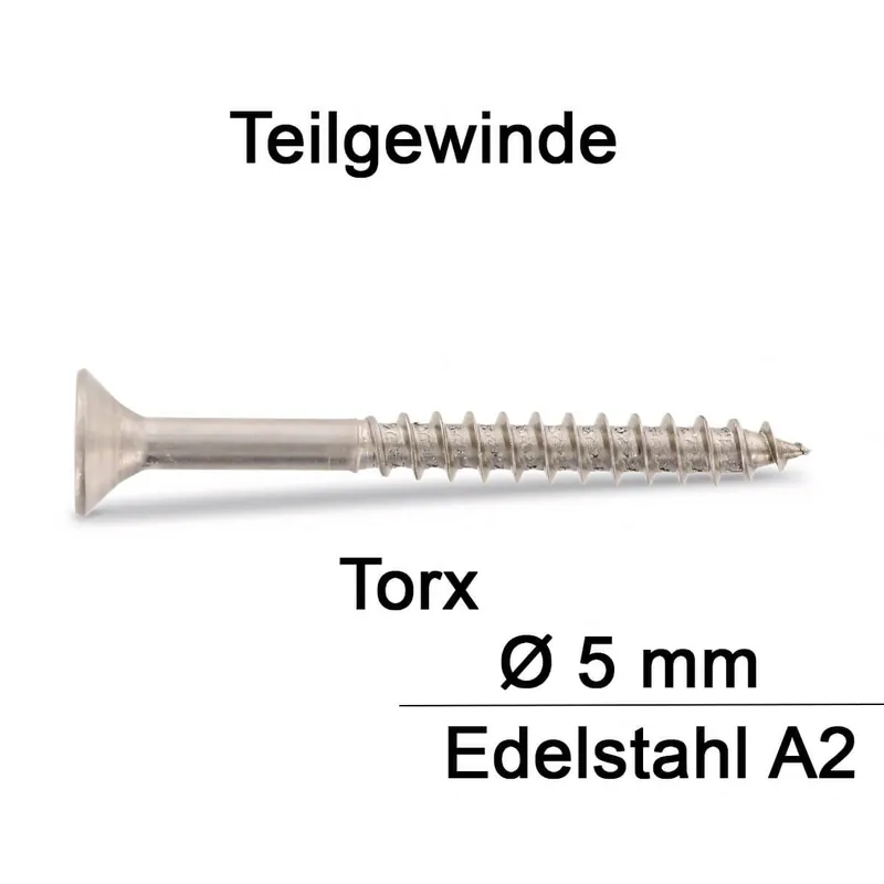 Spanplattenschrauben - 5x100 - Senkkopf - Torx - Teilgewinde - A2 - 100 Stück Versand Am Gleichen Tag