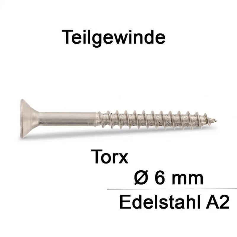 Jetzt Kaufen Spanplattenschrauben - 6x110 - Senkkopf - Torx - Teilgewinde - A2 - 100 Stück