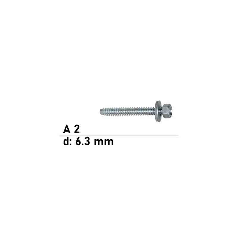 Abverkauf Art. 9059 A2 BZ 6,3X25 Fassadenbauschrauben mit Zapfen Dichtscheibe 19 mm ( 200 Stück)