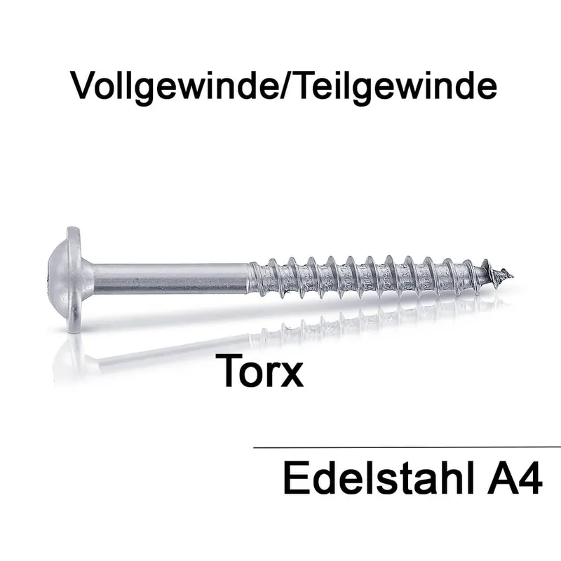 Zertifiziert Tellerkopf-Holzbauschrauben - 6,0x130/70 - TX25 - Schneidkerbe - Edelstahl A4 - 100 Stück