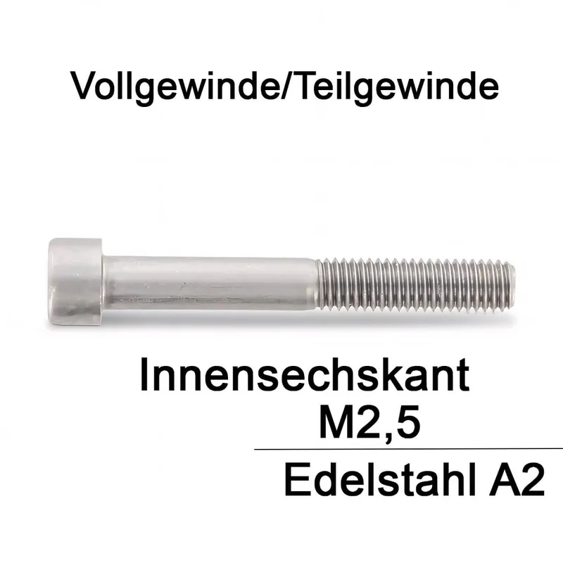 Zylinderschrauben ISO 4762 / DIN 912 – M2,5 – Edelstahl A2 – Innensechskant (Reyher) Markenprodukt