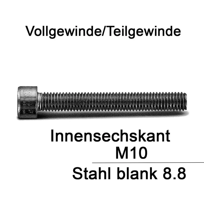 Zylinderschrauben ISO 4762 - DIN 912 - M10 - Innensechskant - Stahl 8.8 Garantierte Lieferung