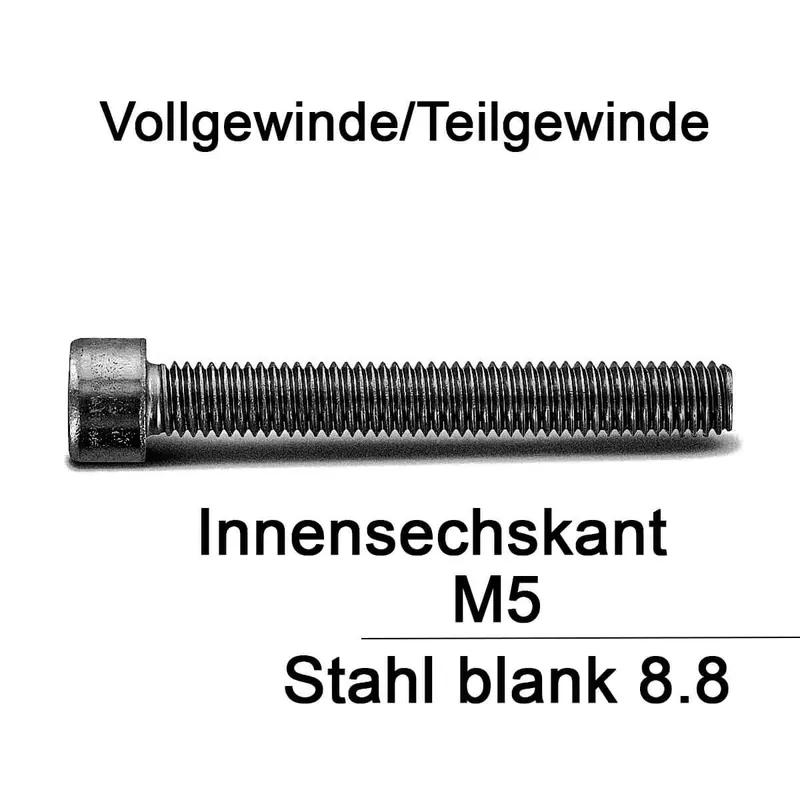 Zylinderschrauben ISO 4762 - DIN 912 - M5 - Innensechskant - Stahl 8.8 Top-Preis