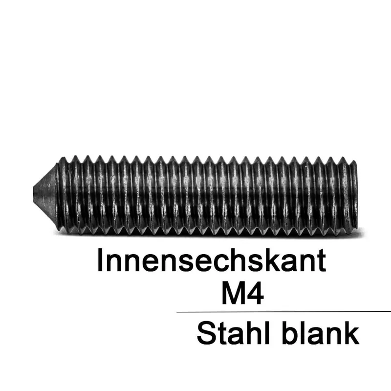 Abverkauf ISO 4027 (ehemals DIN 914) Gewindestifte Stahl 45H - Durchmesser M4
