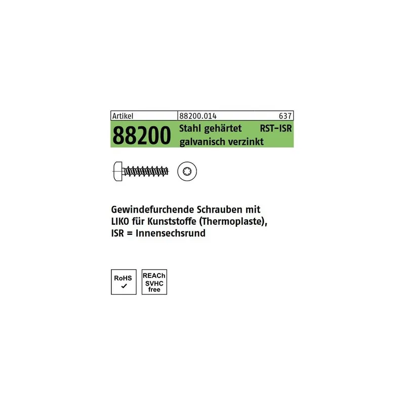 Linsenkopfschraube für Kunststoffe - 3x8 - Torx 10 - Stahl verzinkt - 1000 Stück Direkt Vom Hersteller