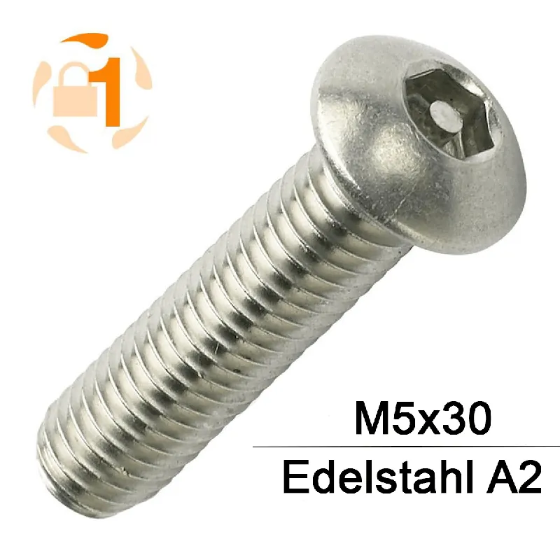 Abverkauf Sicherheitsschrauben Pin-Hexagon - M5x30 - Halbrundkopf - Pin-Hex - A2 - 10 Stück