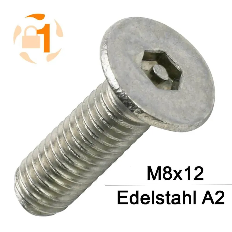 Abverkauf Sicherheitsschrauben Pin Hexagon - M8x12 - Senkkopf - Pin-Hex - A2 - 100 Stück