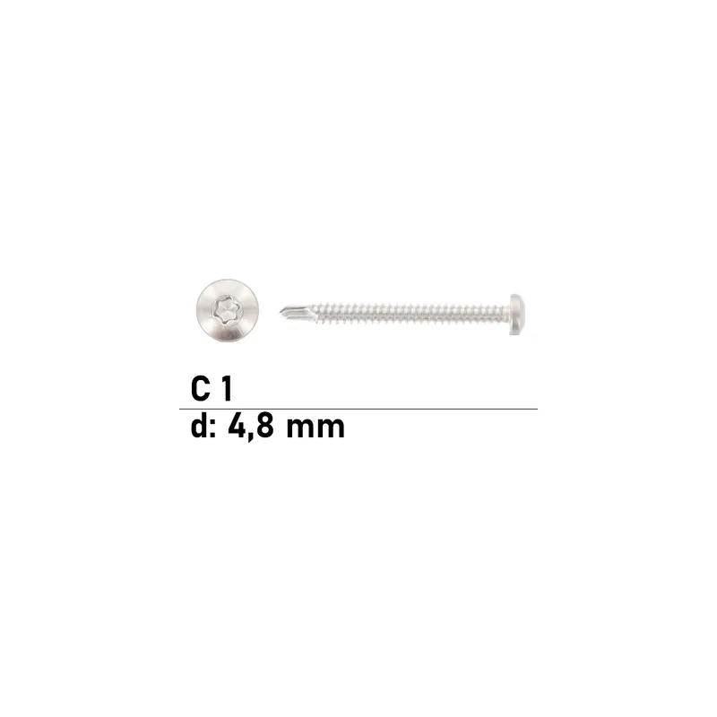 Abverkauf DIN 7504 Bohrschraube - Form M - Edelstahl C1 - TX - 4,8x45 - 500 Stück