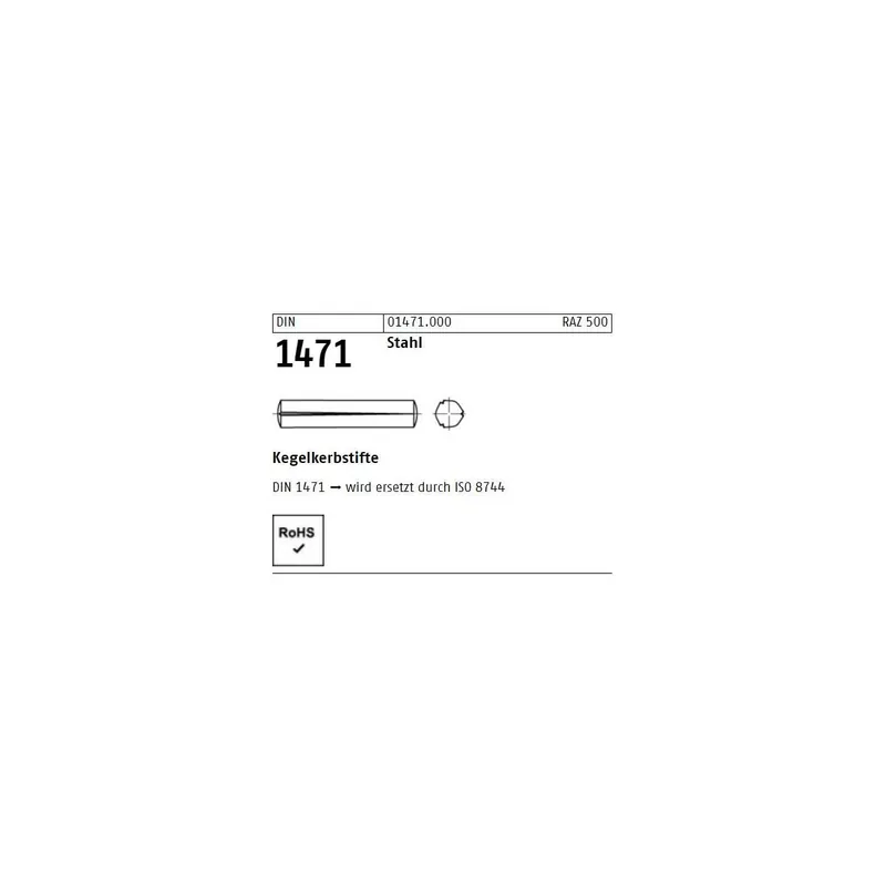 Beliebt DIN 1471 Kegelkerbstift - Stahl - 10x30 - 25 Stück