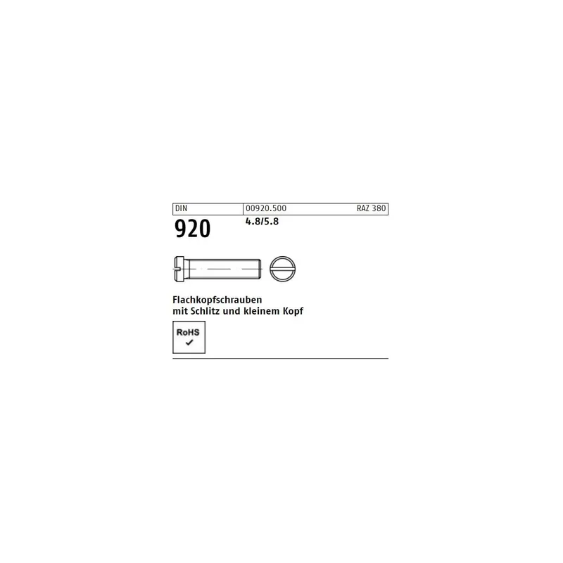 Sonderangebot DIN 920 Flachkopfschraube kl. Kopf Stahl 4.8 - M5x12 - 100 Stück