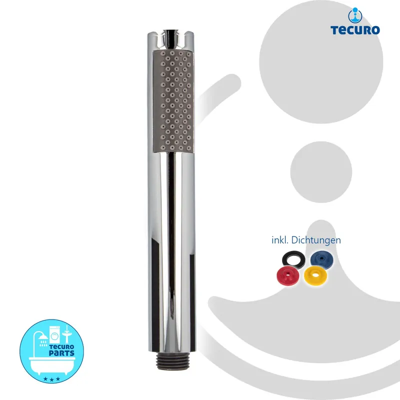 tecuro DESIGN - Stabhandbrause M-028 mit Brauseregen und Antikalkdüsen, Messing verchromt Billig