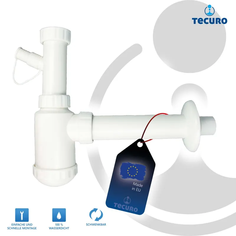 Knallerangebot tecuro Flaschensiphon mit Geräteanschluss für Spülbecken Ausgussbecken, 1 1/2 Zoll - Kunststoff weiß