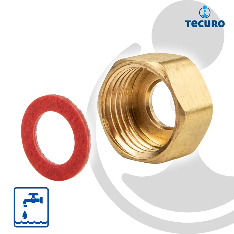 tecuro Überwurfmutter für Standventil - Rp 1/2 Zoll x Ø 10 mm Rohr, Messing blank Top-Preis