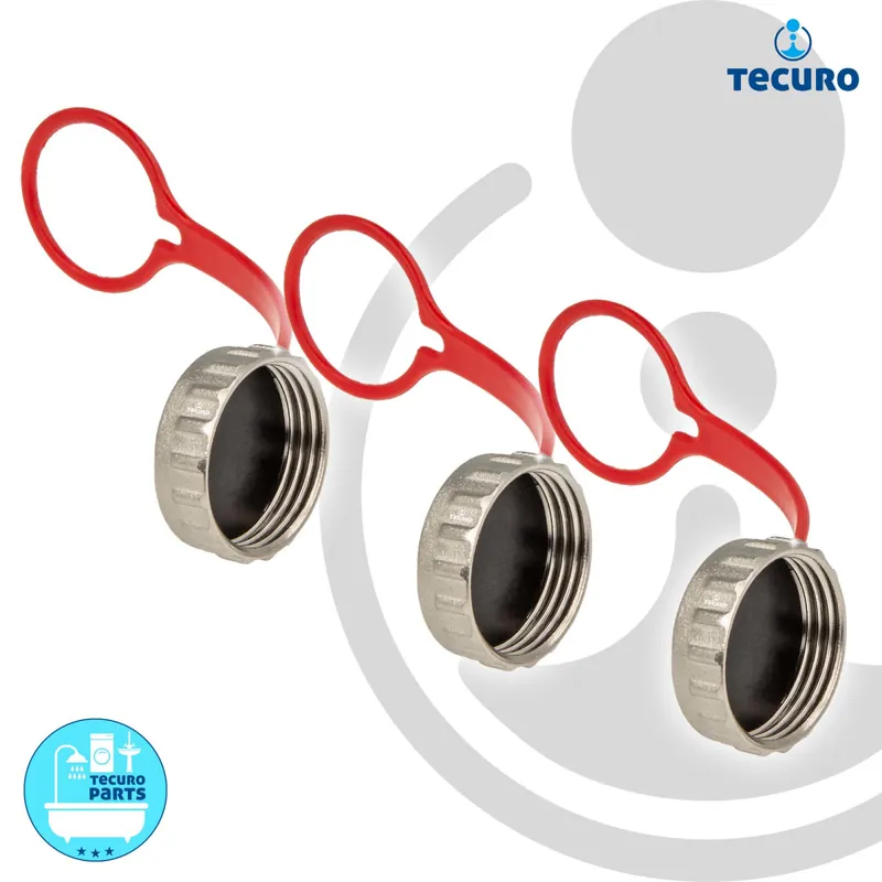 Neue Ware 3 Stück tecuro Kappe 3/4 Zoll für KFE-Hahn - mit Dichtung - Messing, vernickelt