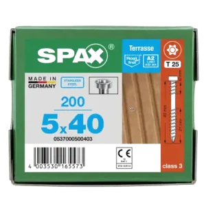 SPAX Terrassenschraube T-STAR plus CUT Fixiergewinde Edelstahl rostfrei A2 1.4567 5x40 - 200 Stk Preisknaller