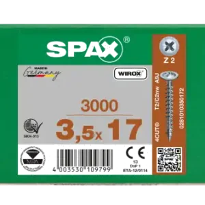 SPAX Rückwandschraube Kreuzschlitz Z 4CUT Vollgewinde WIROX A3J 3,5x17 - 3000 Stk Top-Angebot