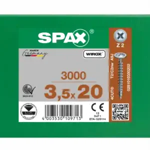 Neu Im Sortiment SPAX Rückwandschraube Kreuzschlitz Z 4CUT Vollgewinde WIROX A3J 3,5x20 - 3000 Stk