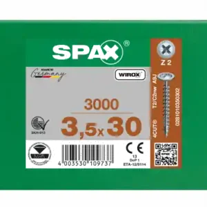 SPAX Rückwandschraube Kreuzschlitz Z 4CUT Vollgewinde WIROX A3J 3,5x30 - 3000 Stk Bestpreis