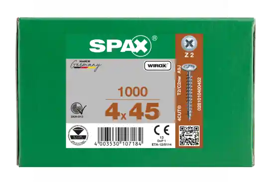 SPAX Rückwandschraube Kreuzschlitz Z 4CUT Vollgewinde WIROX A3J 4x45 - 1000 Stk Rabatt