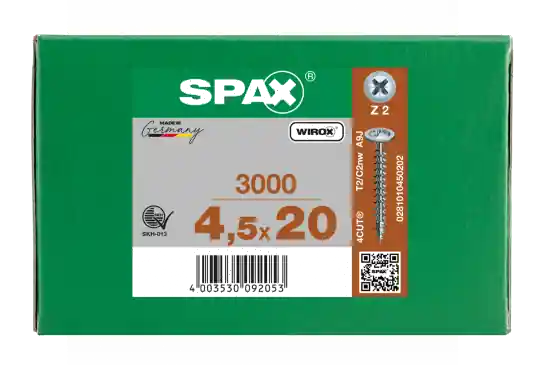 SPAX Rückwandschraube Kreuzschlitz Z 4CUT Vollgewinde WIROX A3J 4,5x20 - 3000 Stk Must-Have