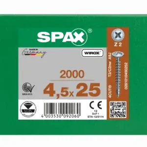 SPAX Rückwandschraube Kreuzschlitz Z 4CUT Vollgewinde WIROX A3J 4,5x25 - 2000 Stk Abverkauf