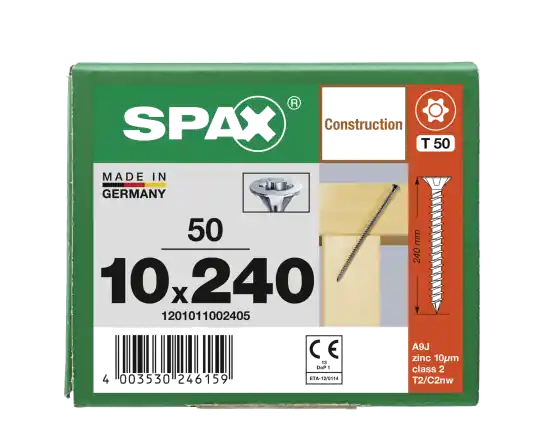 Aktuell SPAX Senkkopf 10 mm T-STAR plus - Vollgewinde WIROX A3J T50 - 10x240 - 50 Stk