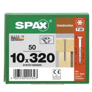 Aktuell SPAX Senkkopf 10 mm T-STAR plus - Teilgewinde WIROX A3J T50 - 10x320 - 50 Stk