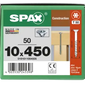 Angebot SPAX Senkkopf 10 mm T-STAR plus - Teilgewinde WIROX A3J T50 - 10x450 - 50 Stk