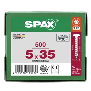 Versand Am Gleichen Tag SPAX Halbrundkopf T-STAR plus 4CUT Vollgewinde WIROX A3J 5x35 - 500 Stk