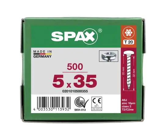 Versand Am Gleichen Tag SPAX Halbrundkopf T-STAR plus 4CUT Vollgewinde WIROX A3J 5x35 - 500 Stk