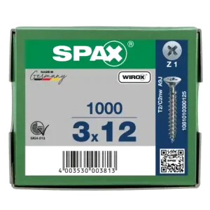 Angebot SPAX Senkkopf Kreuzschlitz Z - Vollgewinde WIROX A3J PZ1 - 3x12 - 1000 Stk