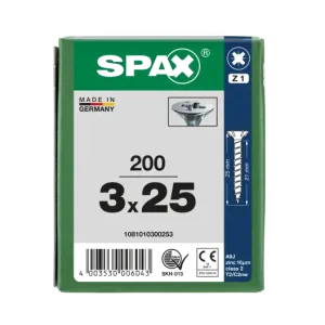 Versand Am Gleichen Tag SPAX Senkkopf Kreuzschlitz Z - Vollgewinde WIROX A3J PZ1 - 3x25 - 200 Stk