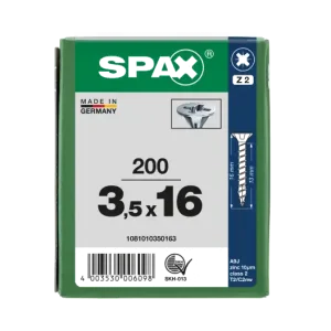 Abverkauf SPAX Senkkopf Kreuzschlitz Z - Vollgewinde WIROX A3J PZ2 - 3,5x16 - 200 Stk