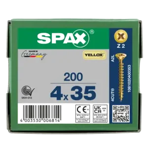 Versand Am Gleichen Tag SPAX Senkkopf Kreuzschlitz Z - Vollgewinde YELLOX A2L PZ2 - 4x35 - 200 Stk
